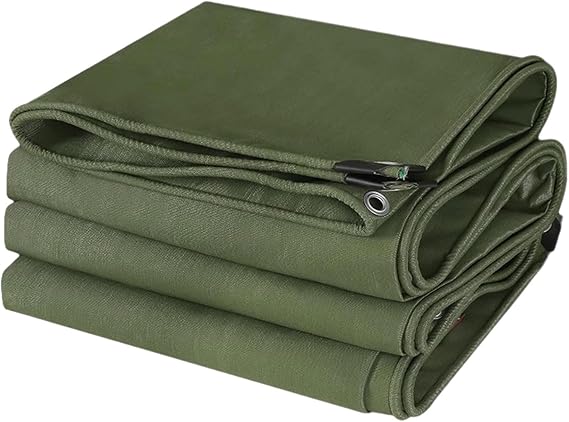 Tarp Canvas 3x5ft, 0.8mm Thicken Tarpaulin, Green Heavy Duty Waterproof Tarpaulin, 650g/m2 Tarpaulin Cover with Reinforced Grommets for Multipurpose Outdoor Use