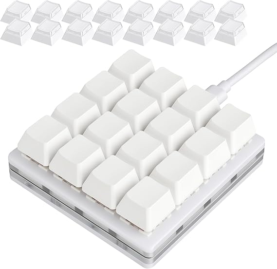 Mini White 16key Programmable Shortcut Key Keyboard for Game Office Working