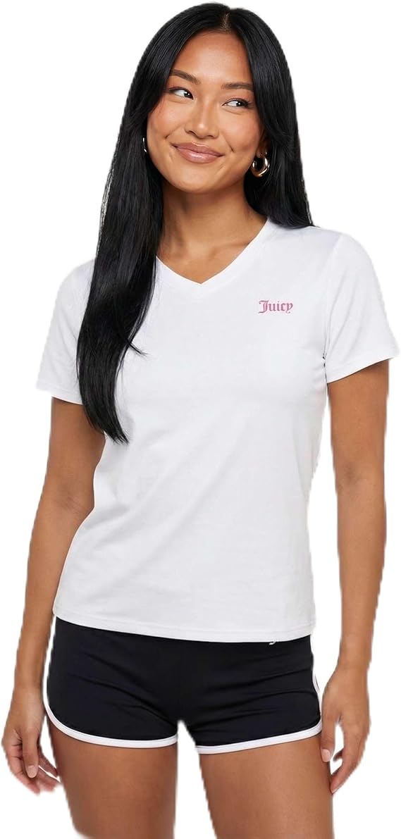Juicy Couture Women's Short Sleeve V-Neck Athletic T-Shirts Workout, Fitness, Yoga, Pilates, Gym Activewear