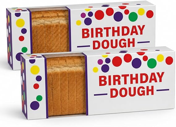 2 Pack Funny Birthday Bread Money Box, Novelty Birthday Dough Replica Food Prank Gift Holder for Cash & Gift Cards, Humorous Gag Present Cardboard Box for Adults Teens Friends, 3.1x3.1x7.8 Inch