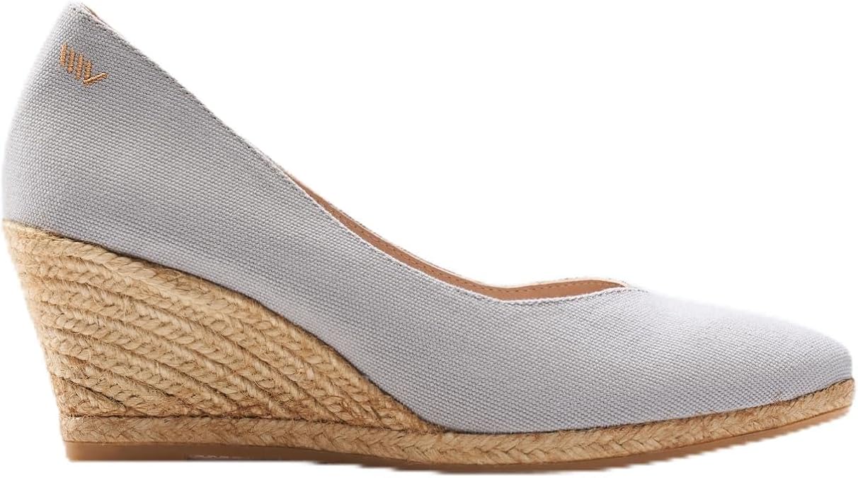 VISCATA Handmade in Spain Roses 2.75-inch Elegant Style, Soft Canvas, Slip-on Wedge Pump, Espadrilles Heel