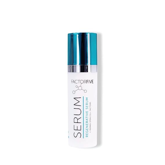 FACTORFIVE Regenerative Serum, Hero Anti-Aging Treatment with Adult Human Stem Cell Growth Factors and Copper Peptides for Fine Lines, Pores, Tightness, and Smoothing, 0.35 fl oz / 10 ml