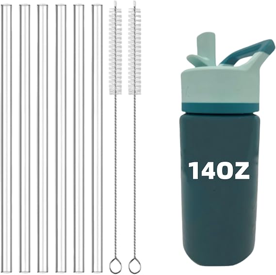 Replacement Straws Compatible with Simple Modern Kids Water Bottle 14oz，Tritan Clear BPA-Free Straw Replacement Compatible for Simple Modern 14 oz Cup with 2 Pack Straw Cleaning Brush
