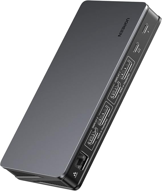 UGREEN USB C Bağlantı İstasyonu, Windows ve MacOS için 2HDMI 2DP 9'u 1 arada USB C Bağlantı İstasyonu, MacBook ve Windows PC için 4K@60Hz 10Gbps USB C Bağlantı İstasyonu, Ethernet ve 100W PD