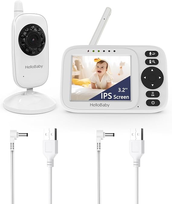 HelloBaby 3.2 Inch Baby Monitor No WiFi, USB Cable Video Baby Monitors