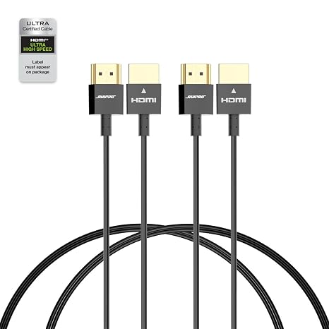 RUIPRO Ultra Thin 8K HDMI 2.1 Cable 3FT 2-Pack, Certified 48Gbps | Ultra Thin Flexible Design, Easy Cable Management for Tight Spaces, Dynamic HDR, eARC, VRR, 8K@60Hz & 4K@120Hz Support