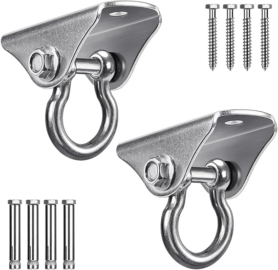 SELEWARE Heavy Duty Swing Hangers Stainless Steel Swing Hooks Ceiling Mount Swing Hardware for Porch Swing Set Hammock Chair Heavy Bag Yoga Silk 2 Pack