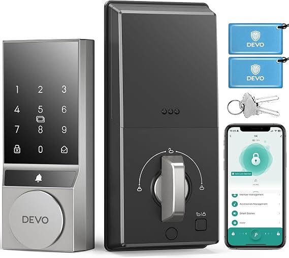 Caroma Smart Lock, Keyless Entry Door Lock for Front Door, Bluetooth Smart Deadbolt, App Remote Control, Digital Smart Door Lock, Electronic Touchscreen Keypad