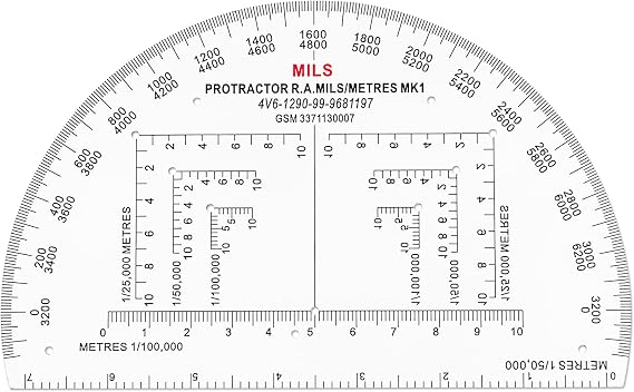 CYA MP-1 6" Half Circle Military Map Protractor - Mils Romer Scale Tool