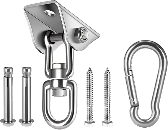 HOMPER Heavy Duty Swing Hangers 450KG Capacity 304 Stainless Steel 360° Rotate Hammock Chair Hanging Kit Suspension Hooks with Bolt for Concrete Wooden Sets Yoga Hammock Chair Sandbag Swing Sets