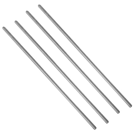4 Packs 304 Stainless Steel 3/8"-16 Thread Fully Threaded Rods, 12" Length, Right Hand Threads