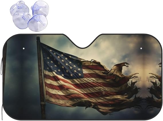 Old Flag Car Sunshades for Windshield Front Window Shade Avert Your Car Interior from The Sun