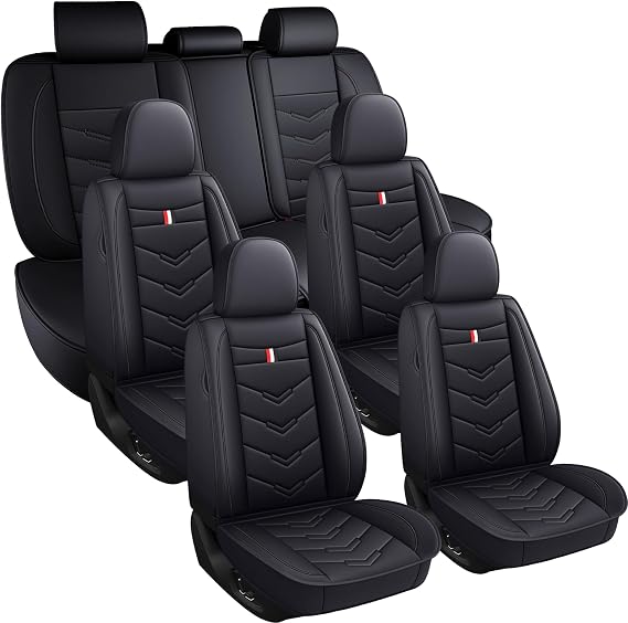 Car Seat Covers 6 Seats for Cadillac Escalade Esv 2003-2026, Waterproof Durable Leather Vehicle Cushion Covers, Breathable Full Coverage Seat Protector(Standard,Black)