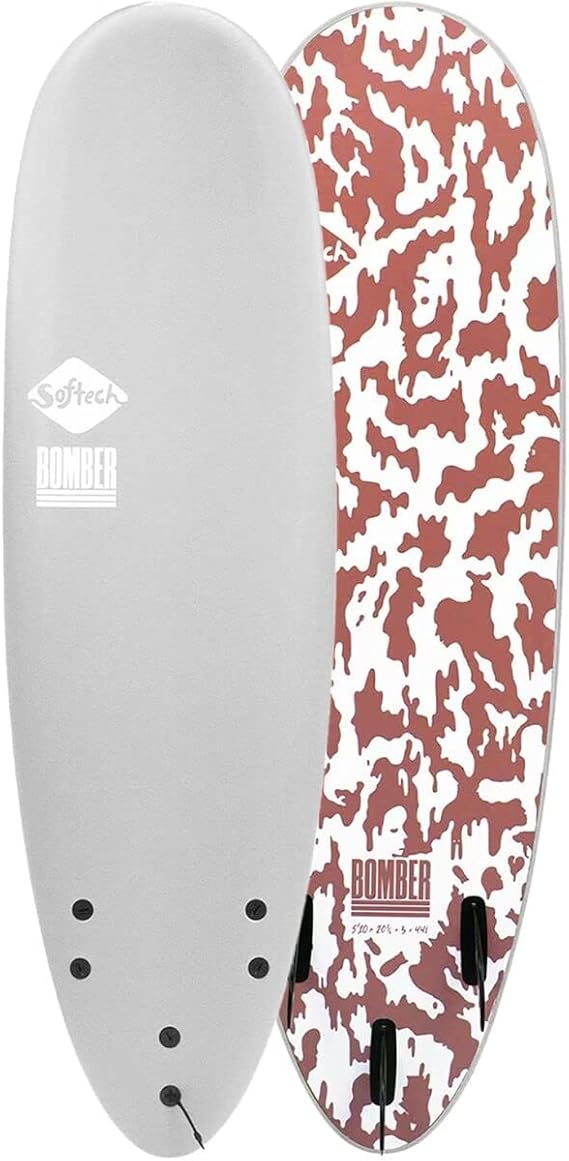 Softech Bomber 5'10 Soft Surfboard - Grey/Red