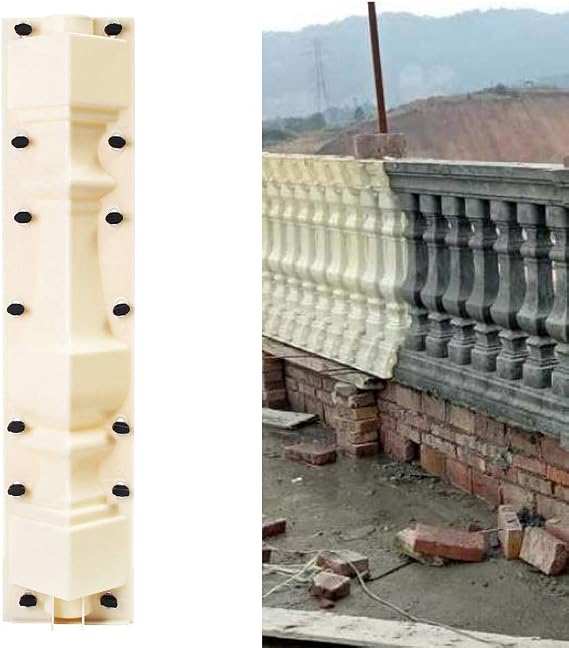 DIY Moulds Balustrades Mold Set Front Rear Roman Concrete Plaster Cement Railing Plastic Casting Mold Moulds for Court Balcony Garden Pool Walkways Decor Mould (70CMX18CM)