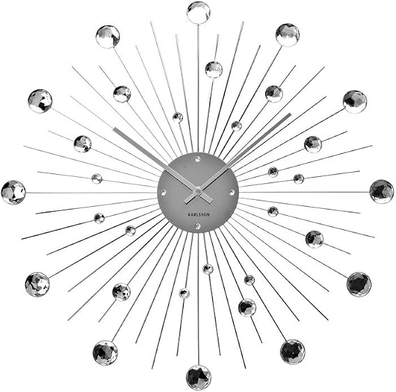 Karlsson Wall Clock Sunburst Crystal Large Silver