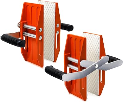 2 Pieces Granite Carrying Clamps with White Rubber-lined, Double Handed Stone Panel Carry Lifter Tools, Heavy Duty lifting clamps for Marble, Glass, Slabs and Plywood