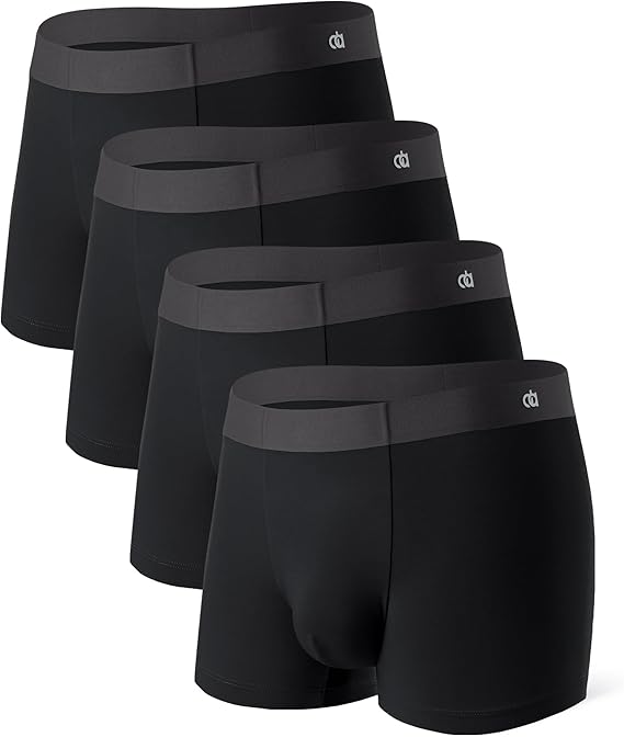 DAVID ARCHY Men's Ultra Soft Underwear Modal Trunks Slim Fit No Fly 4 Pack | Second Skin Fabric Breathable, Smooth Low-Profile Waistband, 3.5" Inseam Clean Fit, Tagless Anti Chafing for All-day Comfort
