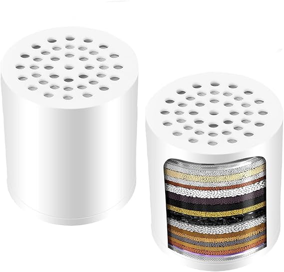Universal Replacement Shower Filter Cartridge for Hard Water, 22-Stage Filter Cartridge - Reduces Chemicals Chlorine, AQ-SH001, White