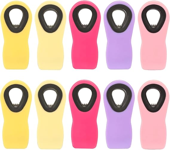 Chip Clips, Bag Clips, Magnetic Bread Food Package with Silicone Textured Mouth (10pcs Light Yellow)