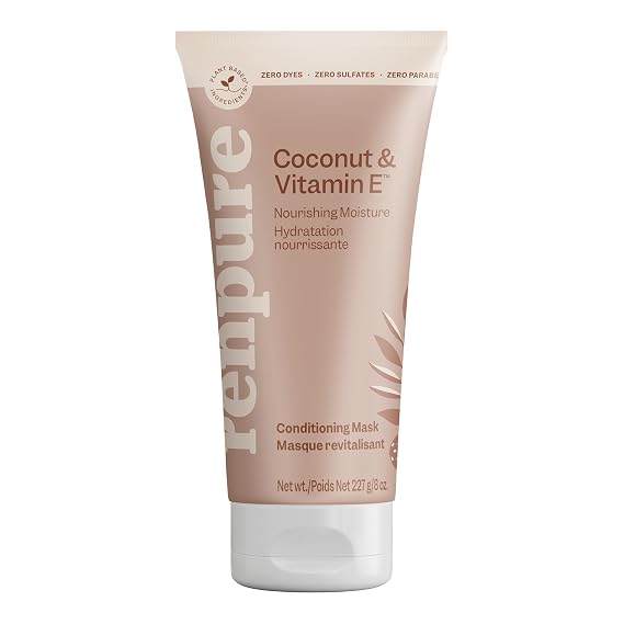 Renpure Coconut & Vitamin E Nourishing Moisture Conditioning Mask Deep Hydration for Soft, Smooth, Healthy-Looking Hair Plant-Based, Silicone-Free For Dry or Damaged Hair 236 ml