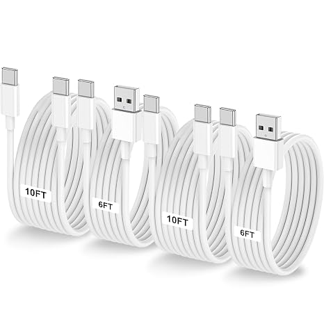 Car Carplay Cable for iPhone 17 16 15, 2-Pack [6FT+10FT] 60W USB C to USB C Cable And 2-Pack [6FT+10FT] USB A to USB C Cable for iPhone 17 16 15,for Galaxy S25 S24, for iPad, for MacBook and More