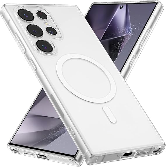 GGM GİYİM & AKSESUAR Samsung Galaxy S22 Ultra için Magsafe ile Uyumlu Arka Kısmı Şeffaf Kenarları Silikon Yapılı Güçlendirilmiş Mıknatıslı Wireless Kablosuz Şarj Destekli Kılıf (S22 Ultra)