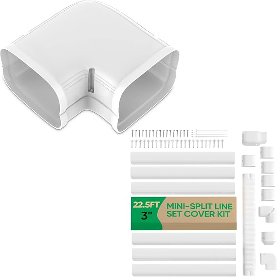 3" Flat Elbow & 3" 22.5Ft Mini Split Line Set Cover Kit