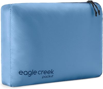 Eagle Creek Pack-It Isolate Cube - Lightweight Clothes Packing Cube for Maximizing Luggage Space - Angled Zippered Opening - Convenient Top Handle - Water-Resistant - Medium - Blue Dawn