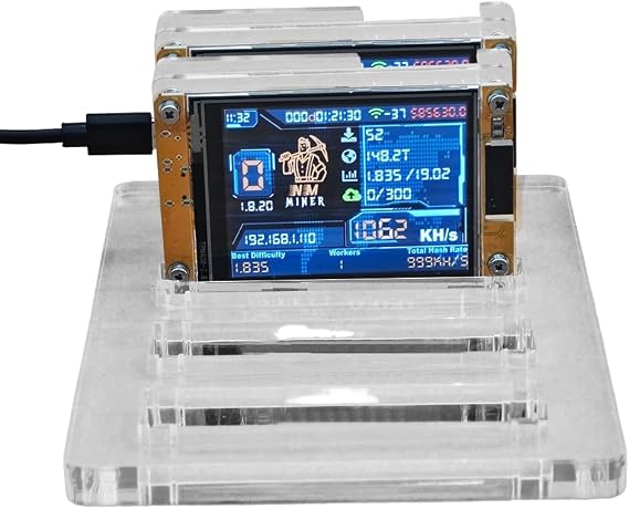 スタンドbtcクリプトマイナー 2x 1060/s + 4スロット アップグレードされたハッシュレート 2.8インチスマートディスプレイ ロッターソロマイニングシステム