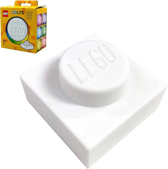 IQ Lego İkonik 1x1 Plakalı Gece Lambası - Beyaz (LP50), Gençler, Çocuklar ve Yetişkinler için Yumuşak Silikon Renk Değiştirme Işığı - Rahat Bir Ortam için Günlük Beyaz Lego Gece Lambası [Enerji Sınıfı A]