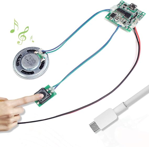 Sound Module Button Control 8M Programmable MP3 Module WAV Music Player Board with Speaker for DIY Music Box Recordable Greeting Card Creative Birthday Festival Soundmodule