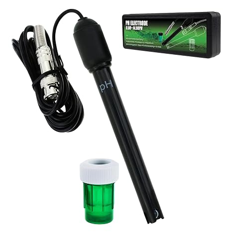 0-14 pH Electrode Probe BNC Connector, 300cm Cable for PH Meter Monitor Controller Test Sensor, Replacement Kit for Aquarium Hydroponics Plant Pool Spa (pH Electrode)