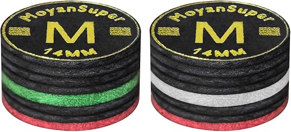 Pool Cue Tips Snooker Cue Tip Clear 8 Layers of Pigskin Billiard Cue Tips - 2 Pack (14mm)