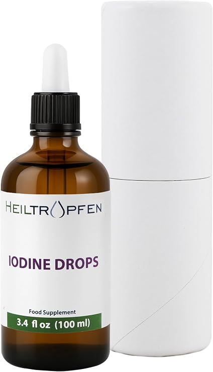 Iodine Drops 3.4 Fl Oz | Food Supplement | Pharmaceutical Grade Ingredients | Potassium Iodide | Lugol's | Third-Party Tested | Heiltropfen®
