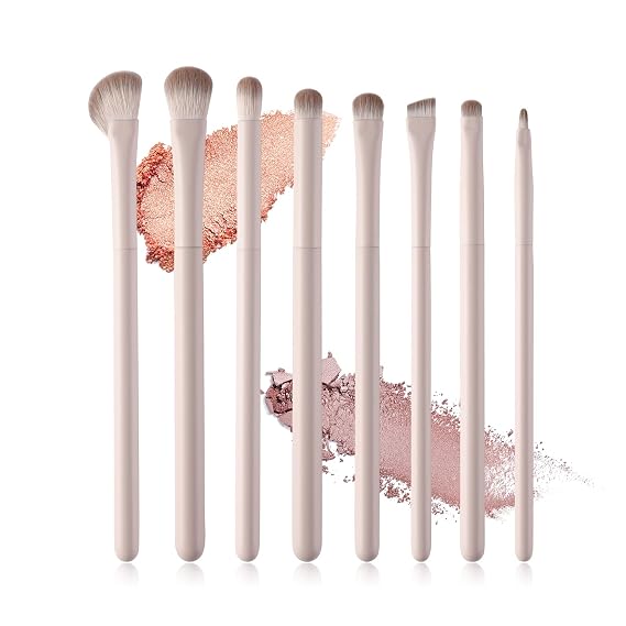 Eyeshadow Brush Set,8 Pcs Professional Eye Makeup Brushes With Soft Hairs & Wood Handle For Liquid,Cream,Powder Eyeshodow Concealer Eyebrows Eyeliner