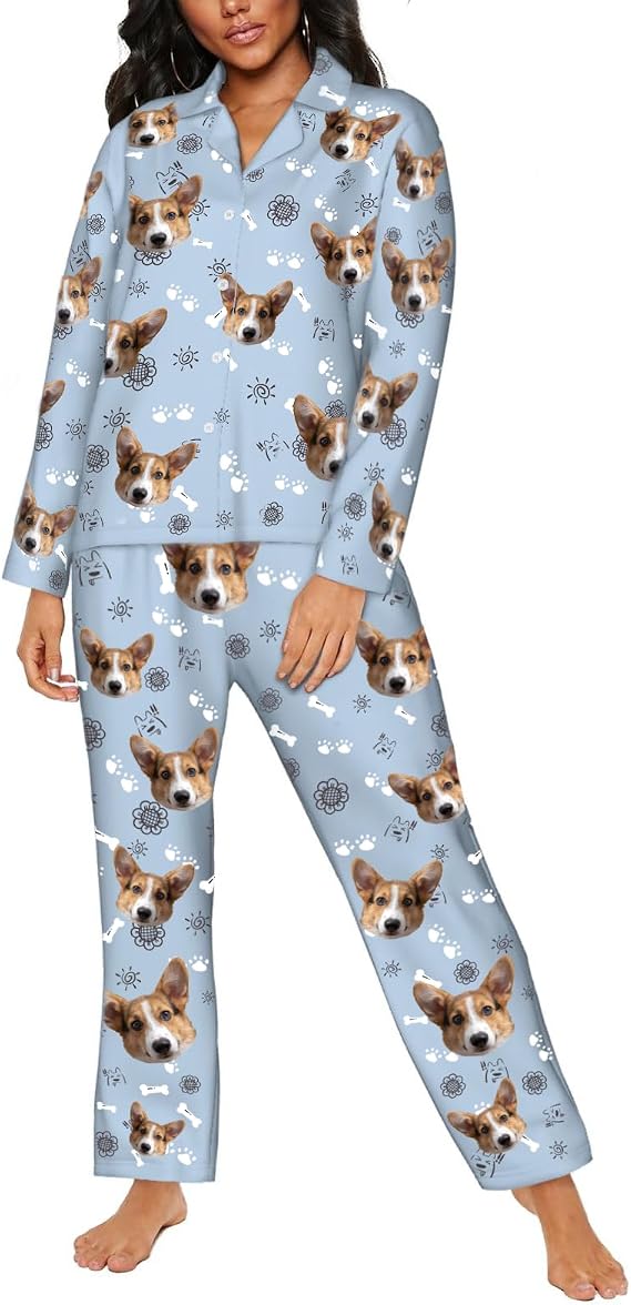 Personalised Face Pyjamas Set for Men Women, Custom Photo Pyjamas Picture Pjs for Family Boyfriend Girlfriend