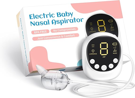 X-Bosak Electric Nasal Aspirator for Baby - Hospital Grade | Mucus Remover with 9 Suction Levels, USB-C Rechargeable, Night Light & Nursery Rhymes, BPA-Free Silicone Tips
