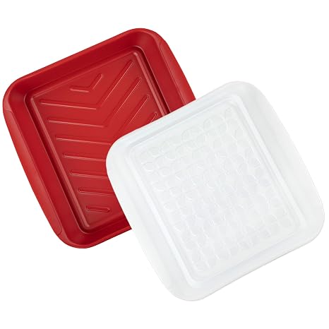 Tovolo Meat Marinating Container with Lid 2 Piece Small BBQ Prep Tub for Grilling Steak Veggies Burgers, Dishwasher Safe BBQ Marinade Container with Cover for Thawing Prepping or Serving 10.5 Inches