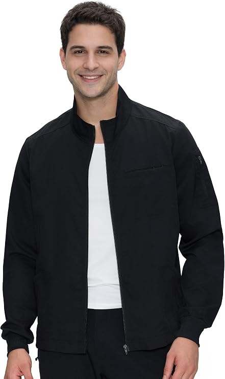 COZYFIT Scrub Jacket Men, Zip Front Men's Medical Jacket