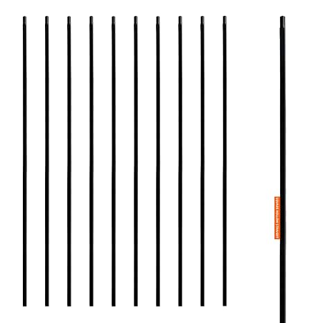 10Pack Hollow Straight Iron Spindles 1/2 Inch Diameter Wrought Iron Balusters,Stain Black Decorative Metal Balusters for Decks,Iron Balusters for Staircase Interior - GD08