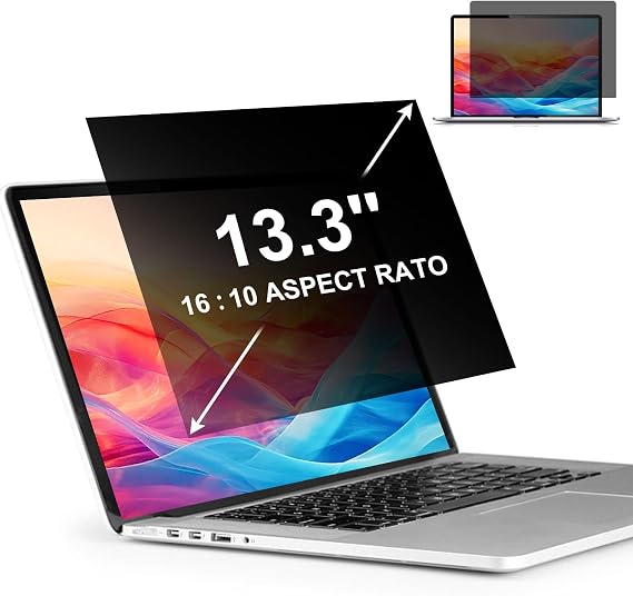 13.3 Inch Laptop Privacy Screen Protector, 16:10 Widescreen Display Privacy Filter Screen Protector for 13.3" Laptop, Privacy Screen Anti Peeping for HP/Lenovo/Dell/Acer/ASUS