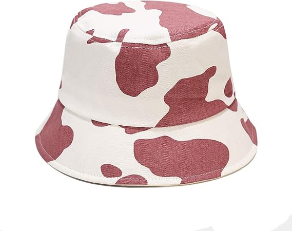 Women Men Milk Cow Print Bucket Hat Fisherman Cap Summer Travel Bucket Beach Outdoor Sun Hat