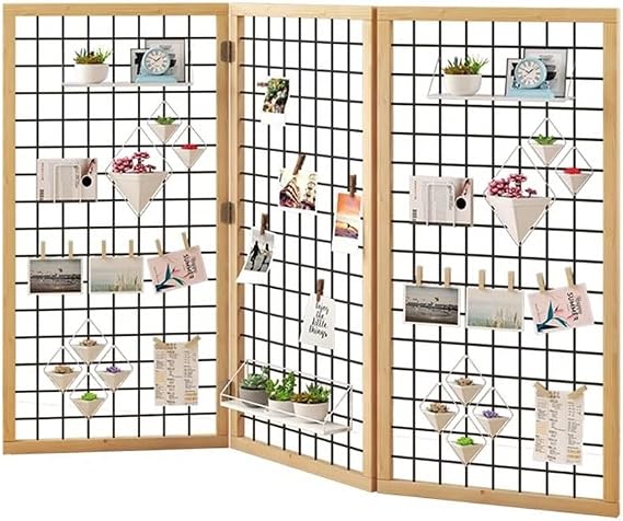Foldable Grid Wall Panels Tower, Wire Gridwall Display Racks Floorstanding, Gridwall Panels for Art Craft Shows, Retail Display with Extra Clips and Hooks(Black-3pcs,60x120cm)