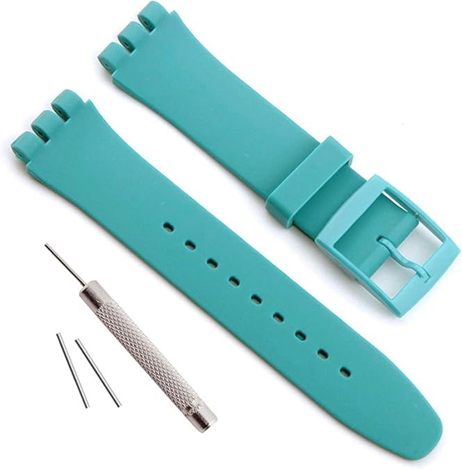Waterproof Silicone Rubber Watch Strap Watch Band for Swatch (17mm 19mm 20mm) (20mm, Cyan)