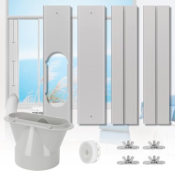 Portable Air Conditioner Window Kit, Adjustable Vertical/Horizontal Sliding Window Vent Kit Plate for AC Unit, AC Window Seal Suitable for 5.1” AC Exhaust Hose