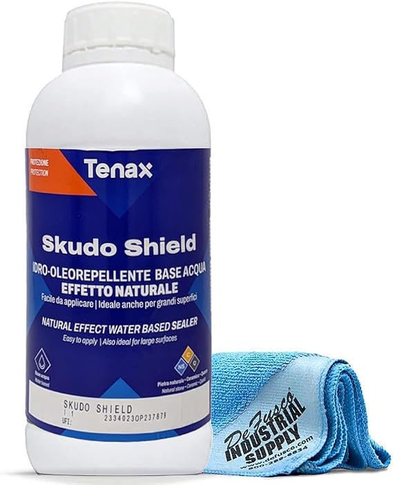 Tenax Skudo Shield - Quartz Shield - Water and Oil Repellent for Quartz and Engineered Stone - 16x16 Microfiber Cloth - Bundle - 2 Items