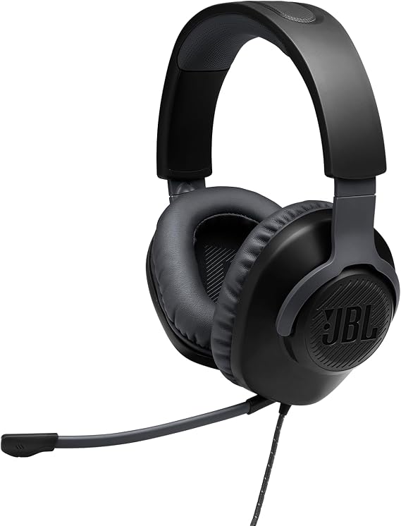 JBL Quantum 100 Over-Ear Gaming Headset - Wired 3.5 mm Jack - With Removable Boom Microphone - Compatible with Many Platforms - Black