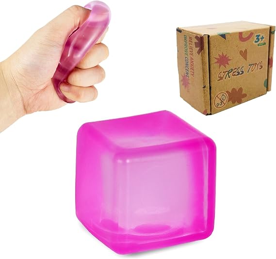 Squeeze Cube Squishy Toy, Stress Relief Fidget Toy Purple 3.5cm
