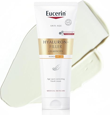 Eucerin Hyaluron-Filler + Elasticity Age Spot Correcting Hand Cream SPF 30 75ml, Anti-Ageing Hand Moisturiser with Thiamidol and Hyaluronic Acid, Reduces Dark Spots and Protects Against Sun Damage